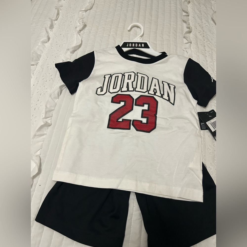 Jordan White and Black Short Sleeve Tee